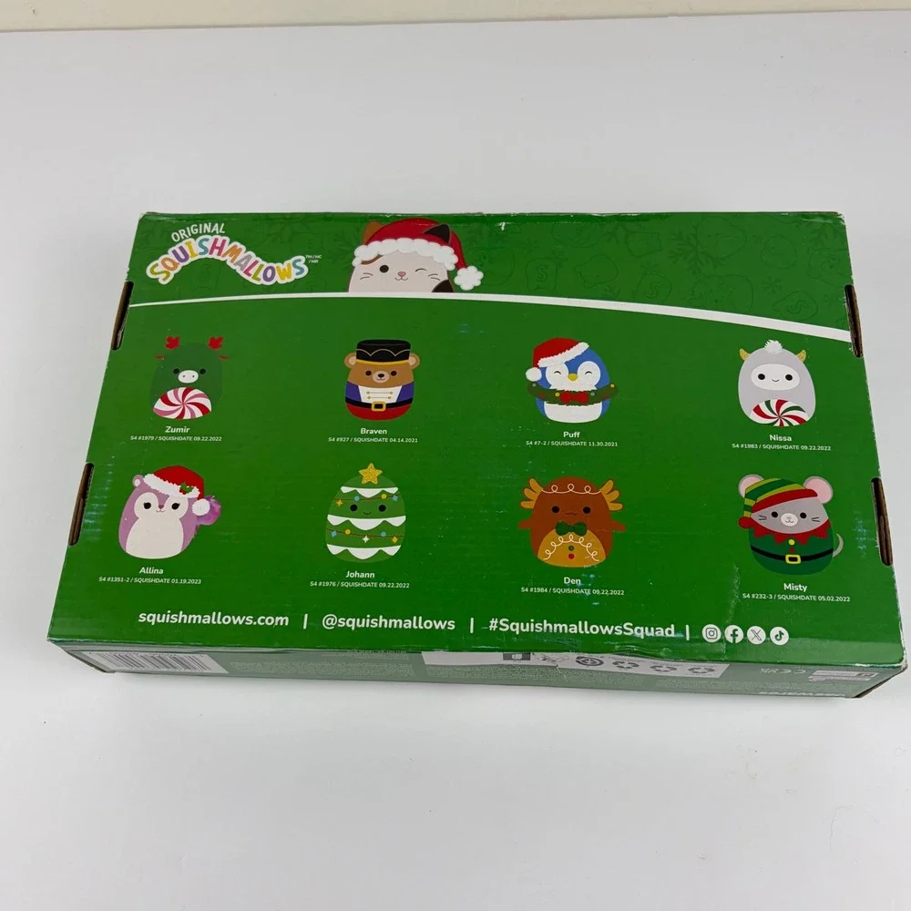 Squishmallows Christmas Holiday Ornament 8-Pack‎ Plush Set New 2024 Box Wear